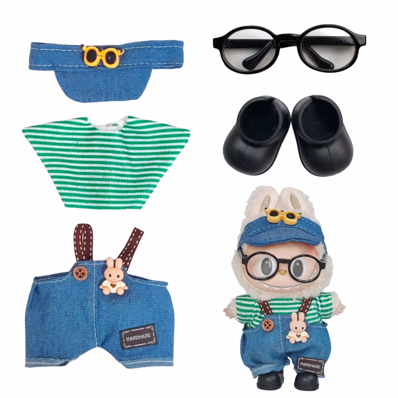 Kpop EXO Idol Striped Shirt & Sweater Set | Korean Fashion Mini Outfit for Labubu Dolls 17cmLabubu V1 V2 Doll Clothes - Image 3