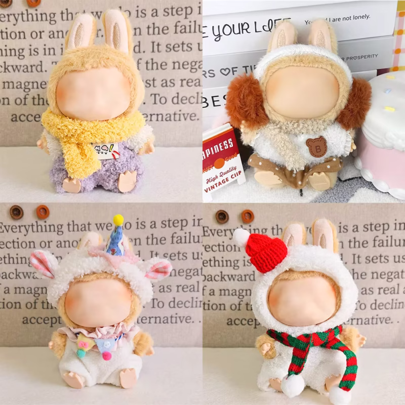 Miniature Snowman Style Dressing Up Doll Clothes for Labubu 15-17cm Plush Doll Clothes Accessories Decoration for Keychains DIY Toys