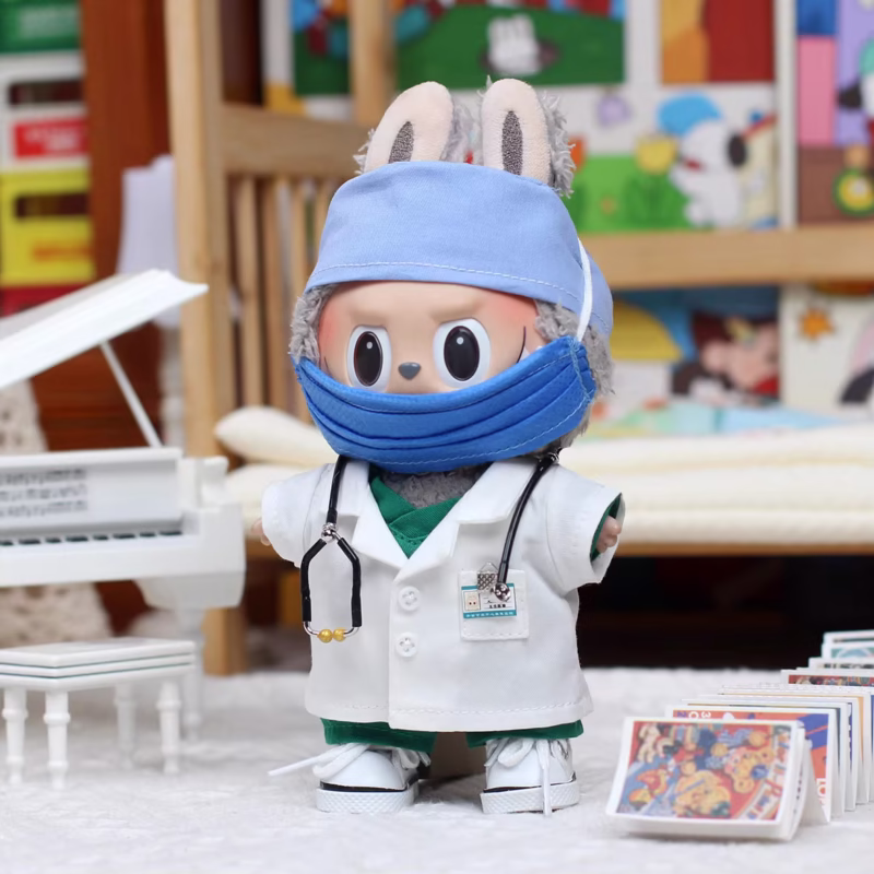 Mini Labubu 17cm Work Clothes and Accessories, Nurse and Doctor Outfits with Shoes and Masks, Gifts for Kids - Image 2