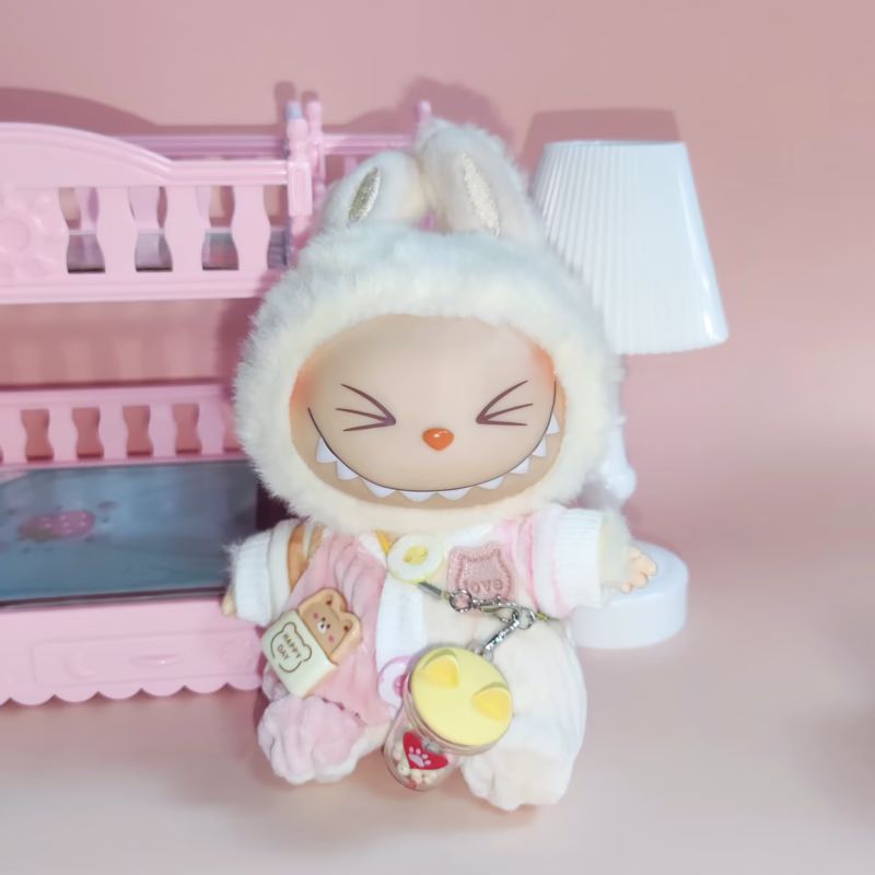 Labubu Clothes Adorable Small Soft Doll Accessories Labubu Dolls Poncho Mounted Hooded Sweatshirt 17cm