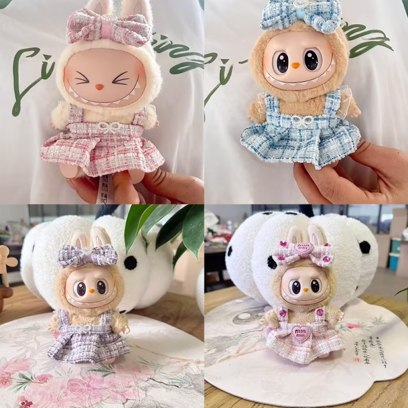 Mini Key Chain Doll Clothes with Pearl Bow Dress Set Elegantly Dress Up Dolls and Decorations for 15/17 Cm Labubu Doll - Image 4