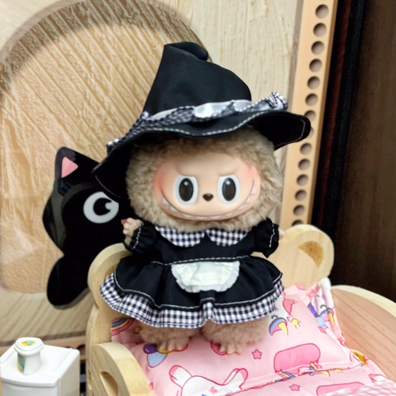More Doll Outfits for 15–17 cm Labubu Clothes Mini Dress Black Dress - Image 3