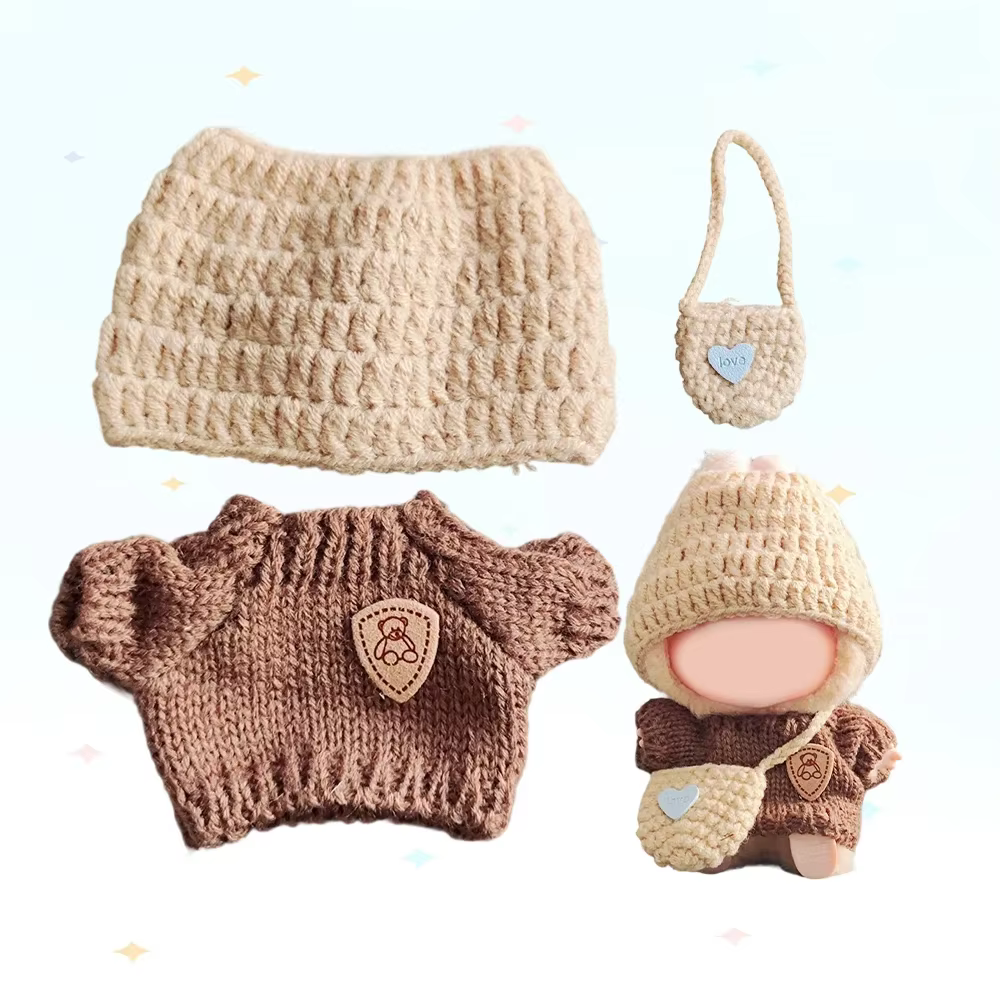 Adorable Mini Plush Doll's Outfit Only Accessories for 17cm DIY Kids' Gifts: Labubu Dolls Sweater Hoodie Clothes - Image 5