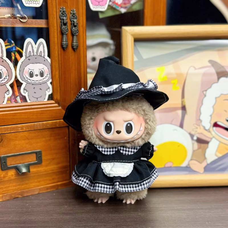 More Doll Outfits for 15–17 cm Labubu Clothes Mini Dress Black Dress - Image 4