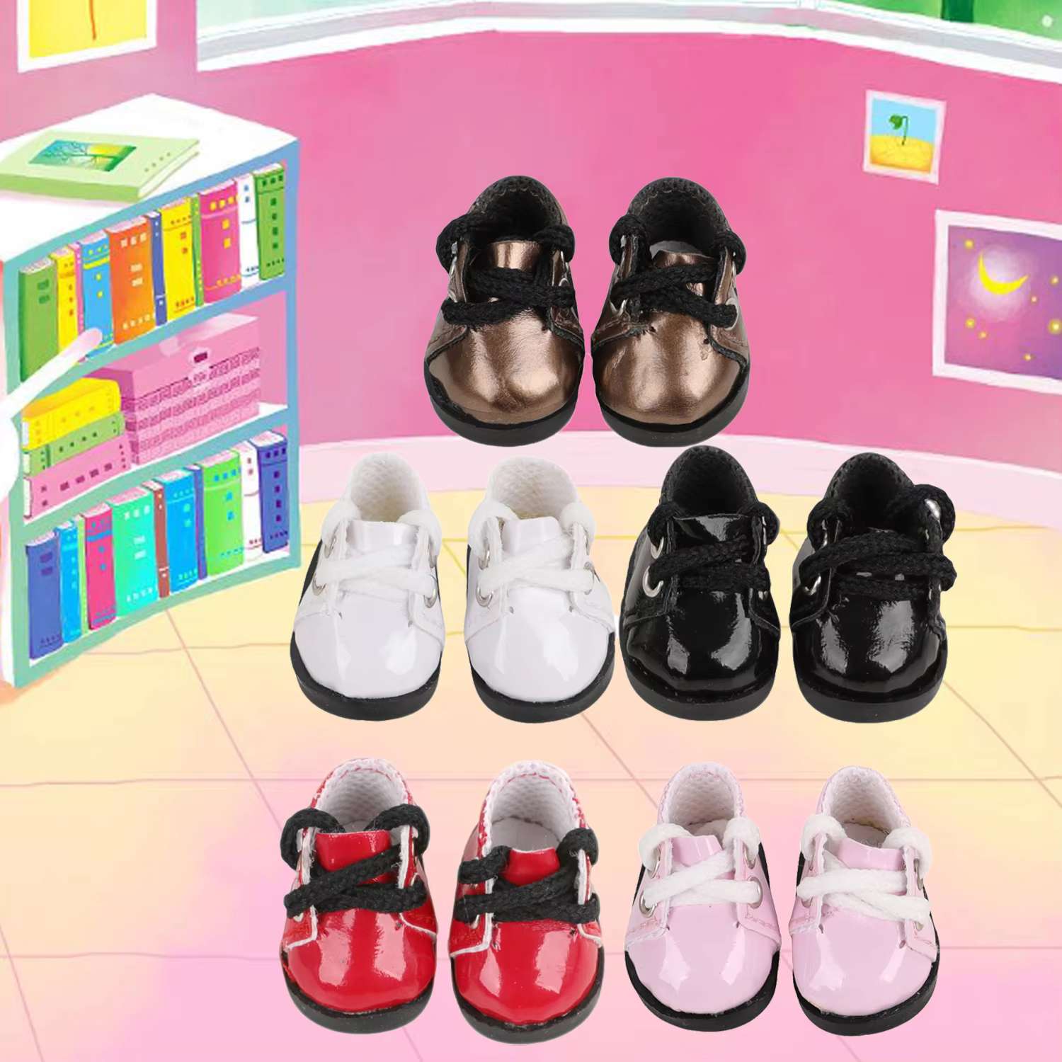 V1 V2 Labubu Dolls Accessories Outfit for Cotton Toy Girls 3.8cm Adorable Doll Shoes cane mini lace up pu leather Shoes for 17cm - Image 5