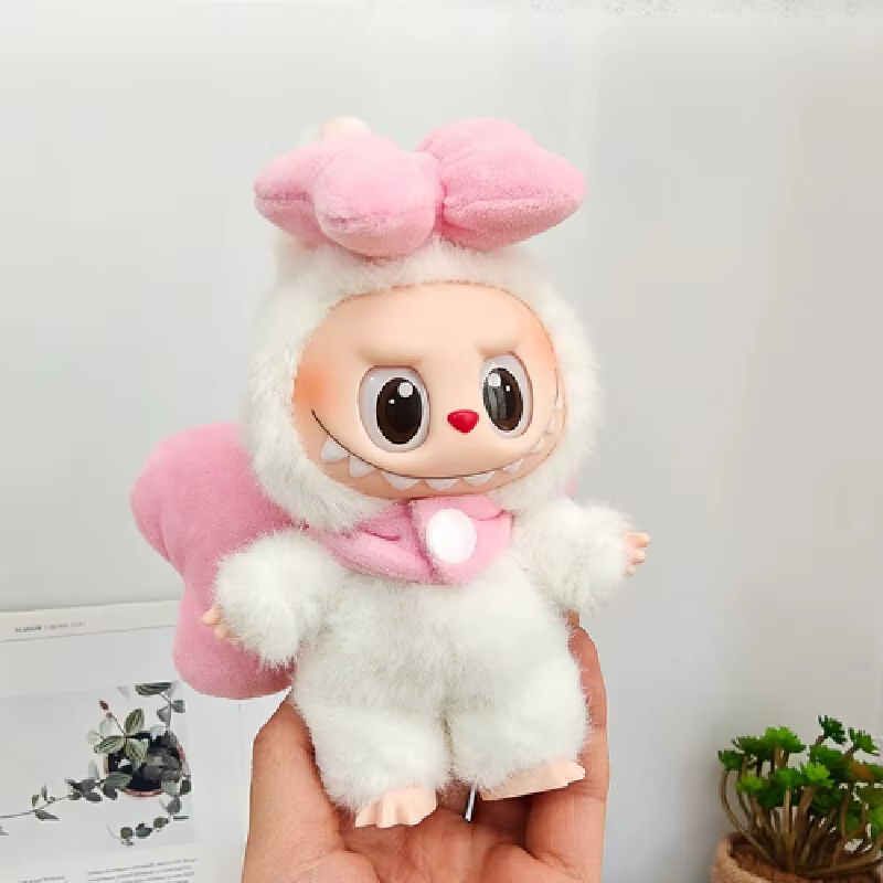 mini Labubu V1 V2 V3 Pink Keychain Macaron Party Wear Sets Pink Sitting Clothes Accessories for Big Bow Angel Wing Replacement Outfit - Image 3