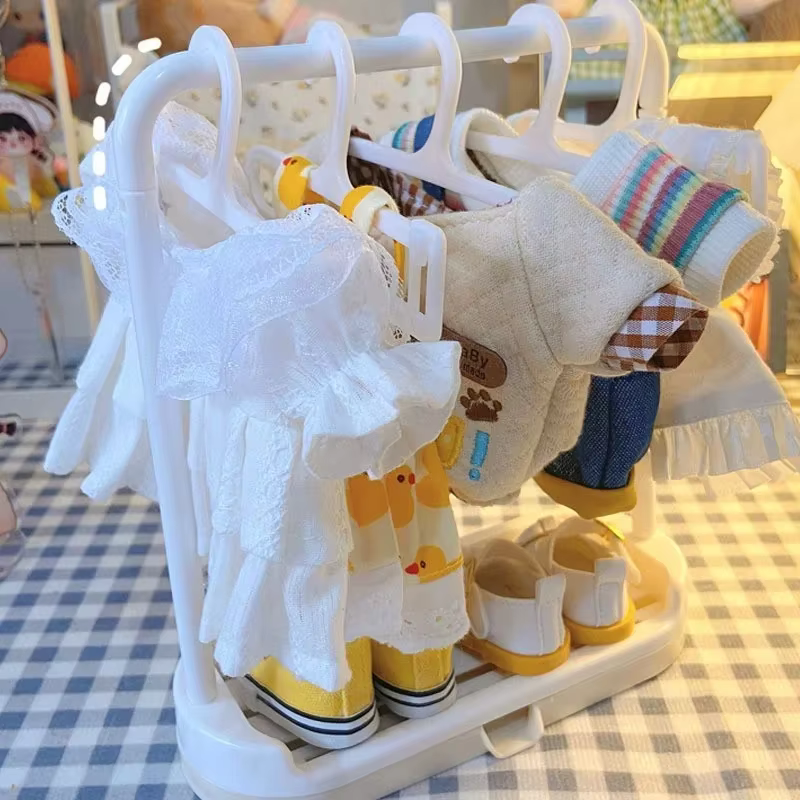 Each set contains: 10 pieces per set. Hanger for Labubu and Other 17cm Dolls’ Mini Clothes Doll Accessories for the Labubu Shoe Rack Youngsters’ Playthings