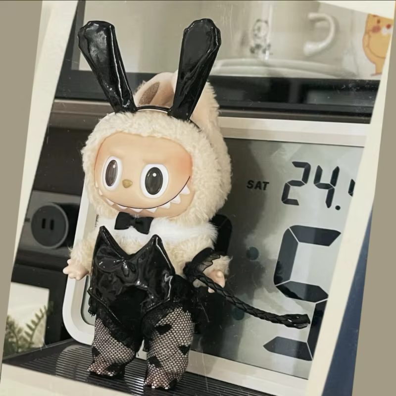 1 Set Gorgeous Doll Outfit For mini Labubu V1 V3 Cute Doll Outfit Accessories With Black Silk Tulle Layered