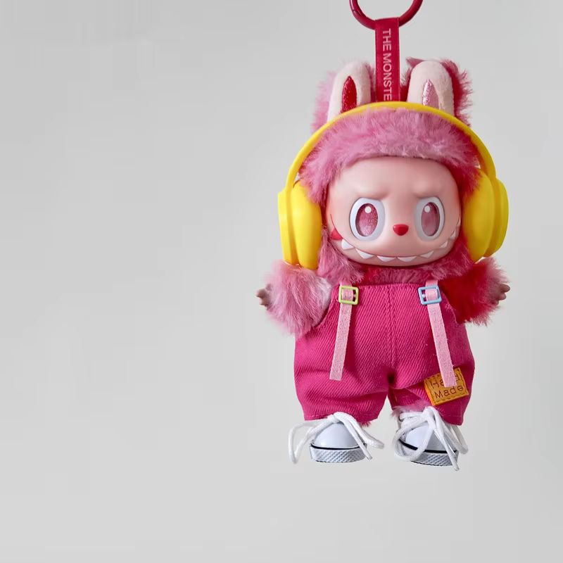 Exuberant Labubu Love Clothes Pink Replacement Sets V3 V1 Infant Clothes Vinyl Mini Labubu Plush Doll Fashion Pink Outfits