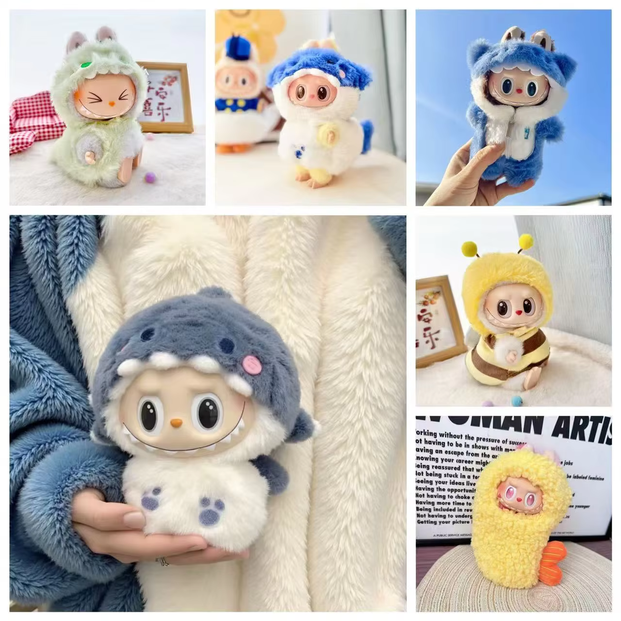 DIY Kids’ Gift: Exo Labubu Idol Dolls 17cm Mini Plush Jumpsuit with Kpop Doll Accessories and Kpop Idol Outfit Accessories