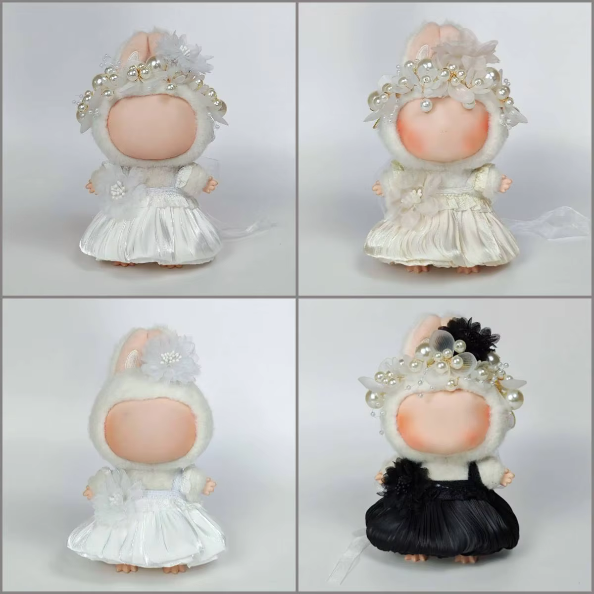 Labubu I II Idol Dolls Korea Kpop Dolls DIY Clothes Gifts Mini Plush Dolls Bud Skirt with Pearl Hair Accessory