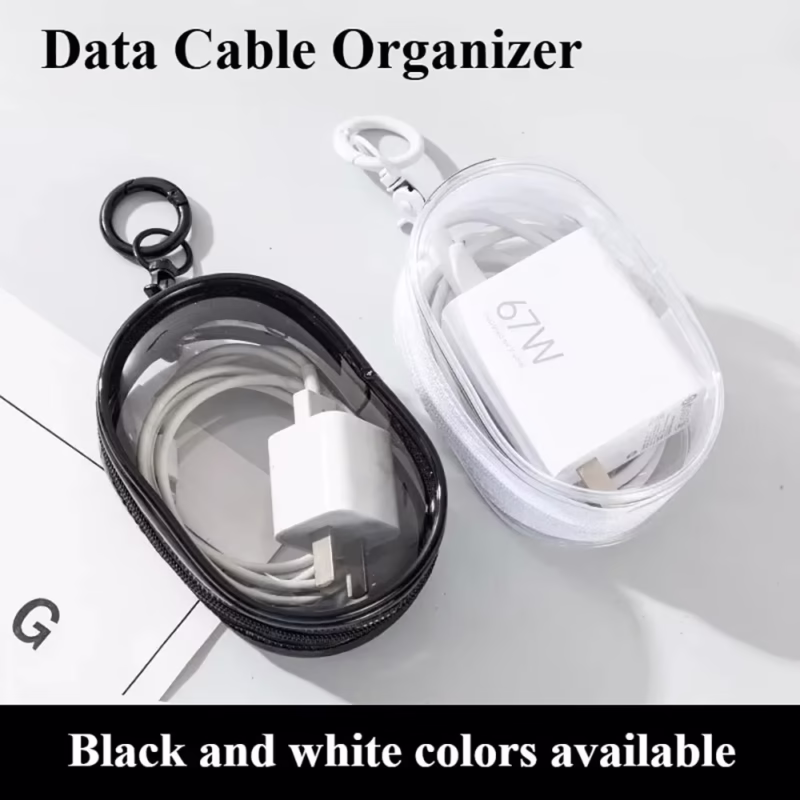 Earphone Charger Mini Clear Zipper Storage Bag for Outdoor Travel with Keychain Loop Adorable Doll Organizer Box - Image 2