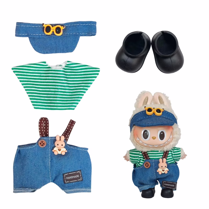 Kpop EXO Idol Striped Shirt & Sweater Set | Korean Fashion Mini Outfit for Labubu Dolls 17cmLabubu V1 V2 Doll Clothes - Image 2