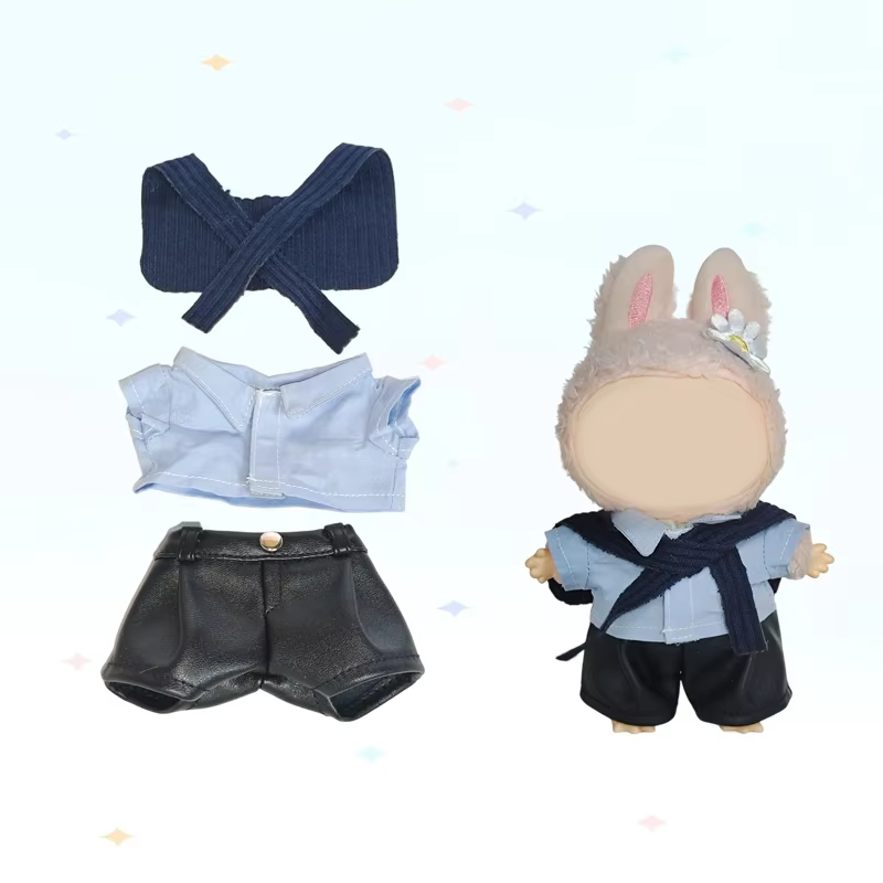 Adorable Mini Plush Doll's Outfit Only Accessories for 17cm DIY Kids' Gifts: Labubu Dolls Sweater Hoodie Clothes - Image 2