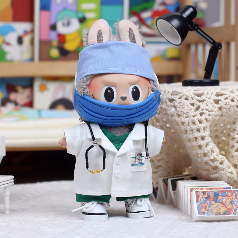 Mini Labubu 17cm Work Clothes and Accessories, Nurse and Doctor Outfits with Shoes and Masks, Gifts for Kids - Image 4