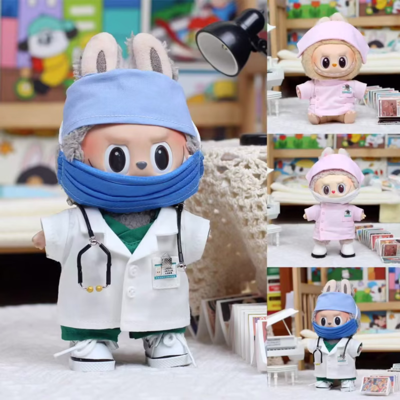 Mini Labubu 17cm Work Clothes and Accessories, Nurse and Doctor Outfits with Shoes and Masks, Gifts for Kids - Image 3