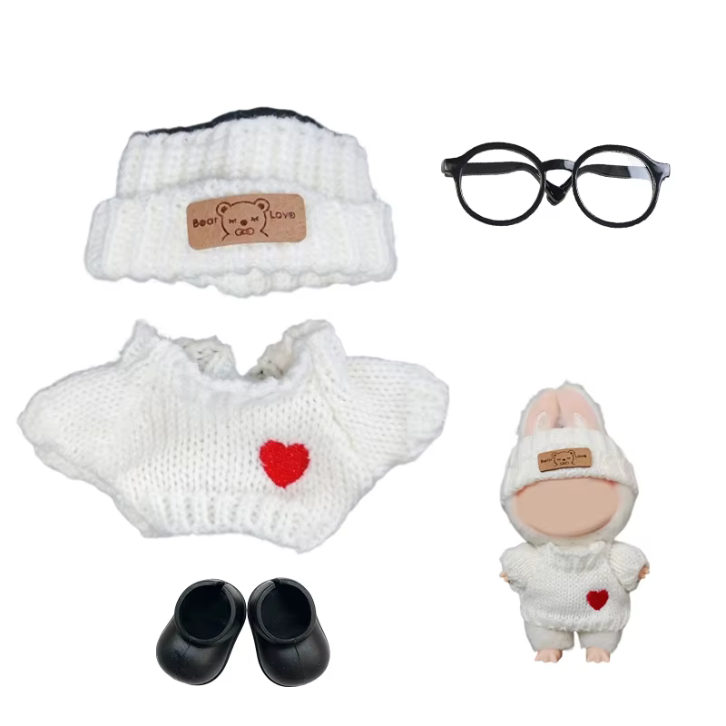 Mini labubu clothing for 15 cm Adorable Cartoon Bib Trousers with Complementary Shoes and Labubu Accessories