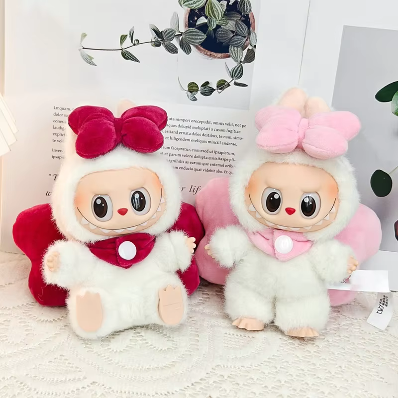 mini Labubu V1 V2 V3 Pink Keychain Macaron Party Wear Sets Pink Sitting Clothes Accessories for Big Bow Angel Wing Replacement Outfit - Image 2