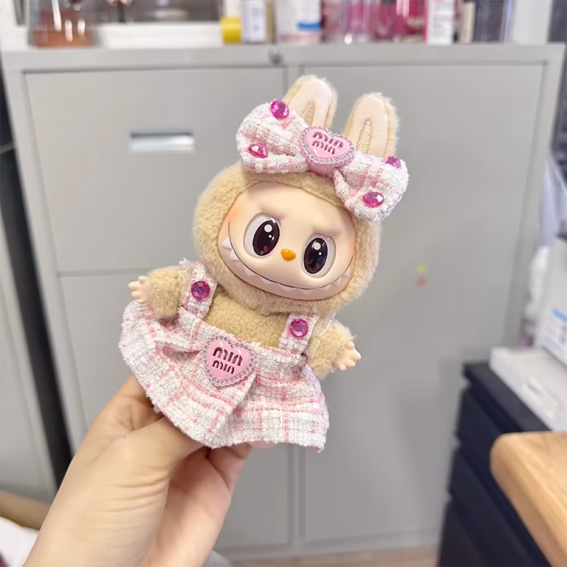 Mini Key Chain Doll Clothes with Pearl Bow Dress Set Elegantly Dress Up Dolls and Decorations for 15/17 Cm Labubu Doll - Image 2