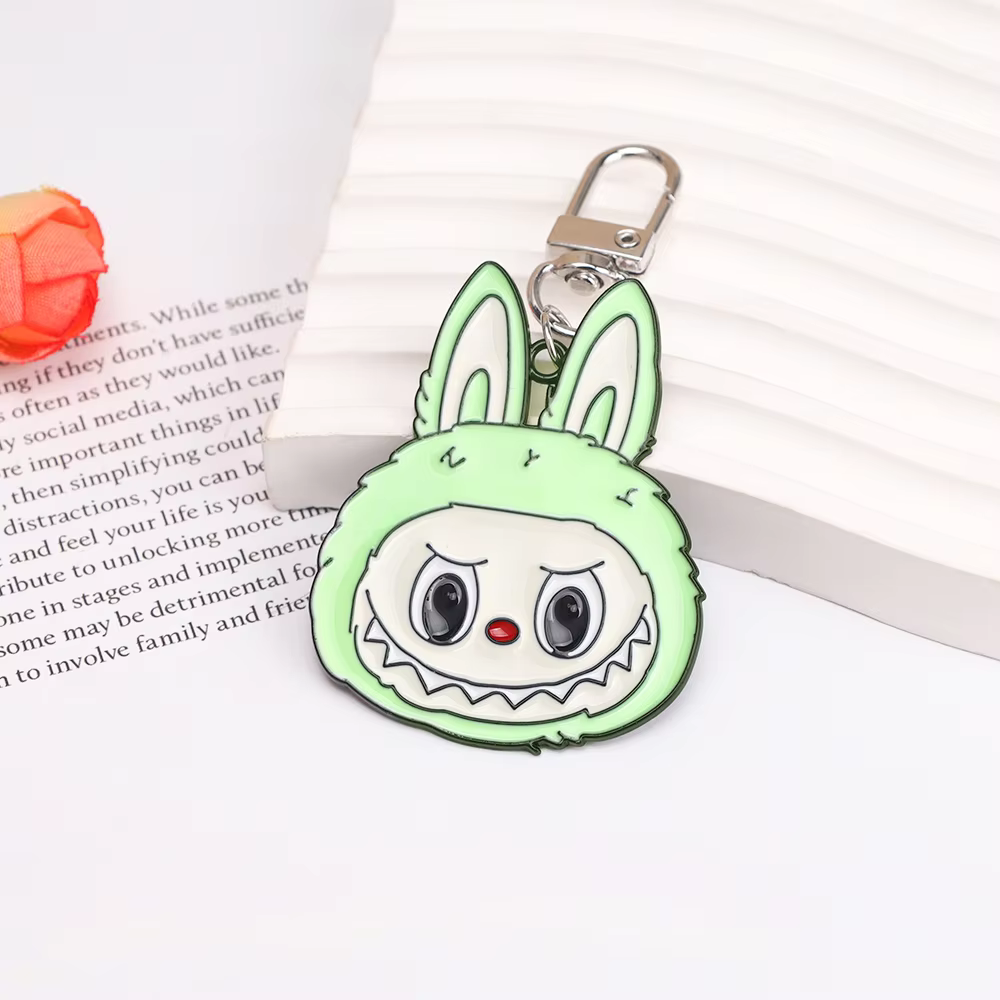 Cute Key Handbag Accessory Props Mini Labubu Animal 9 Teeth Monster Keychain Anime Figure Shape Trendy Alloy Enamel Pendant Keyring Jewelry - Image 3