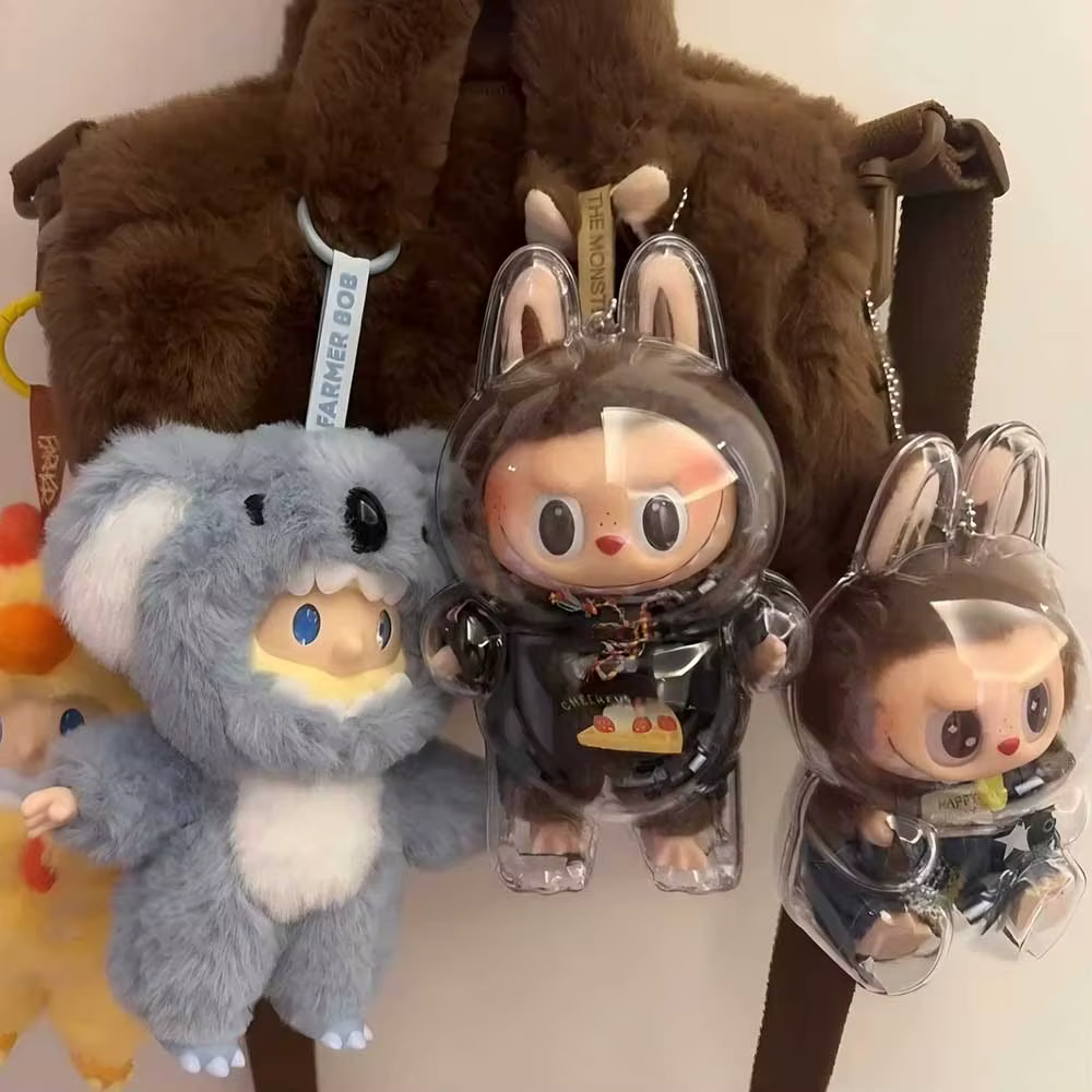 The Labubu Mini Portable Storage blind box with a transparent protective cover is perfect for containing stuffed toys and cute elf plush toys - Image 2