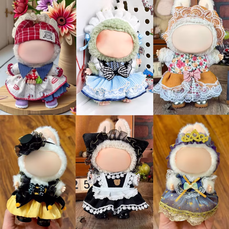 Labubu Dress Up: Dress Up Outfit with Accessories and Keychain, 15-17cm