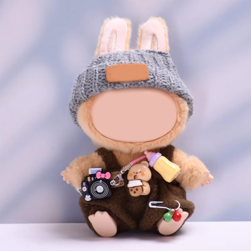 Get your Labubu V1 and V2 dolls dressed in authentic Kpop idol fashion with the new Striped button-up sweater and a camera outfit set which was inspired by Korean fashion and EXO idol looks - Image 3