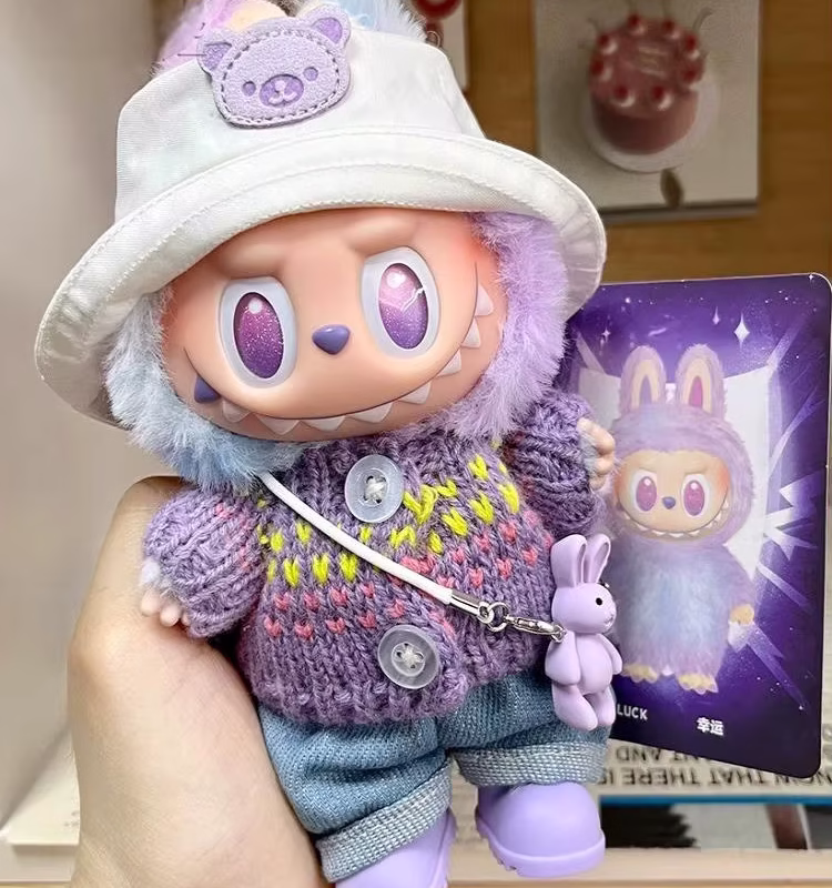 DIY Cosplay Kit: Doll Hat and Sweater Shoes Handcrafted Labubu 3.0 Figure Bonus Accessories - Labubu Energy Vinyl Plush Blind Box Mini Doll Outfit
